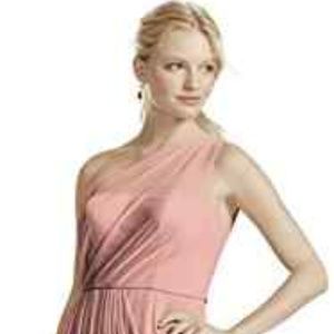 DB Long Mesh Dress with One Shoulder Neckline